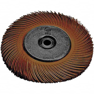 3M 6" Diam, 1/2" Max Face Width, Plain Hole Radial Bristle Brush 36 Grit, Very Coarse Grade, 6,000 Max RPM, Dark Brown 7100138290 - 09348020