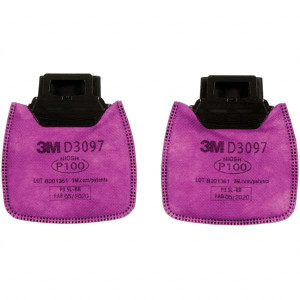 3M Half & Full Facepiece Cartridges & Filters, Type: Filter, NIOSH Filter Rating: P100, Protection Type: Organic Vapor, P100 Filter Cartridge, Particulates, Color Code: Magenta, Manufacturers Series: D3097 7100213150 - 18978882