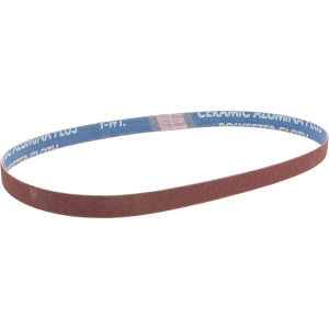 Norton 1/2" Wide x 24" OAL, 100 Grit, Ceramic Abrasive Belt Ceramic, Fine, Coated, Y Weighted Cloth Backing, Series R981 78072745021 - 82108192