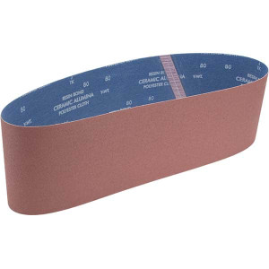 Norton 6" Wide x 48" OAL, 80 Grit, Ceramic Abrasive Belt Ceramic, Medium, Coated, Y Weighted Cloth Backing, Series R984 78072752159 - 82108283