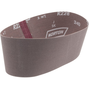Norton 3" Wide x 21" OAL, 240 Grit, Aluminum Oxide Abrasive Belt Aluminum Oxide, Very Fine, Coated, Series R228 78072769230 - 82115023