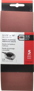Porter-Cable 2-1/2" Wide x 14" OAL, 180 Grit, Aluminum Oxide Abrasive Belt Aluminum Oxide, Fine, Coated, X Weighted Cloth Backing 712401805 - 00760702