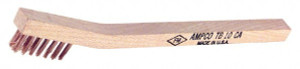 Ampco Safety Tools 3 Rows x 7 Columns Bronze Toothbrush Style Scratch Brush 7-7/8" OAL, 1/2" Trim Length, Wood Toothbrush Handle TB-10 - 33010695