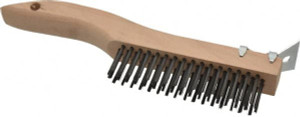 Made in USA 4 Rows x 16 Columns Wire Scratch Brush 10" OAL, 1-3/16" Trim Length, Wood Shoe Handle E164-SC - 01252907