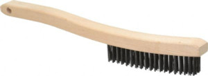 Osborn 3 Rows x 19 Columns Steel Scratch Brush 6" Brush Length, 13-11/16" OAL, 1-1/8" Trim Length, Wood Curved Handle 0005401500 - 53502183