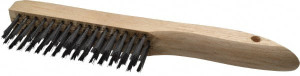 Weiler Abrasives 4 Rows x 16 Columns Shoe Handle Steel Scratch Brush 5" Brush Length, 10" OAL, 1" Trim Length, Wood Shoe Handle 98460 - 75851816