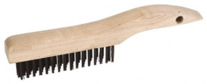 Weiler Abrasives 2 Rows x 17 Columns Steel Scratch Brush 5" Brush Length, 10" OAL, 1-3/16" Trim Length, Wood Shoe Handle 44061 - 82071465