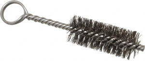 Made in USA 2-1/2" Long x 1" Diam Stainless Steel Twisted Wire Bristle Brush Double Spiral, 5-1/2" OAL, 0.01" Wire Diam, 0.162" Shank Diam 09-421606 - 03716487