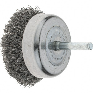 Tru-Maxx 2-3/4" Diam 1/4" Shank Steel Fill Cup Brush Crimped Wire, 0.0118" Wire Diam, 7/8" Trim, 6,000 Max RPM 88554 - 32246738