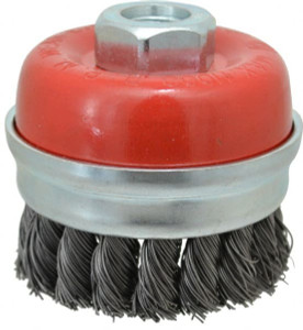 Value Collection 3" Diam 5/8-11 Threaded Arbor Steel Fill Cup Brush Knotted Wire, 0.02" Wire Diam, 11,000 Max RPM S04185708 - 04185708