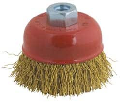 Value Collection 3" Diam 1/4" Shank Steel Fill Cup Brush Crimped Wire, 0.015" Wire Diam, 6,000 Max RPM S04186045 - 04186045