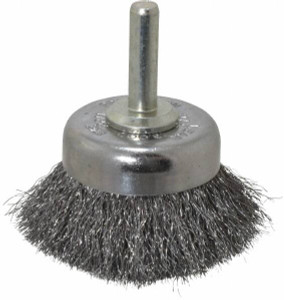 Weiler Abrasives 1-3/4" Diam 1/4" Shank Steel Fill Cup Brush Crimped Wire, 0.006" Wire Diam, 3/4" Trim, 13,000 Max RPM 90315 - 00462937