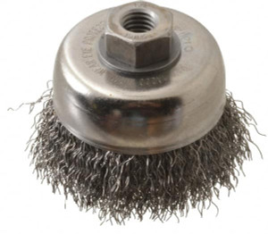Weiler Abrasives 3" Diam 1/2-13 Threaded Arbor Steel Fill Cup Brush Crimped Wire, 0.014" Wire Diam, 7/8" Trim, 14,000 Max RPM 93642 - 03597614