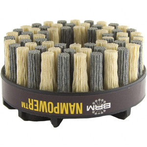 Brush Research Manufacturing 3" 120 Grit Ceramic/Silicon Carbide Straight Disc Brush Medium Grade, Drive Arbor Connector, 0.7087" Trim Length, 0.63" Shank Diam, 0.63" Arbor Hole ADD8018120 - 69606200