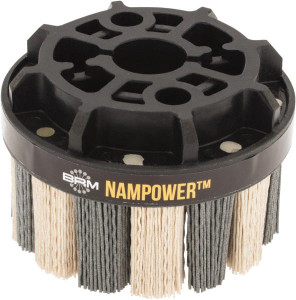 Brush Research Manufacturing 4" 180 Grit Ceramic/Silicon Carbide Tapered Disc Brush Medium Fine Grade, CNC Adapter Connector, 1.38" Trim Length, 7/8" Arbor Hole ADT10038180 - 92184886