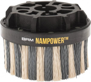 Brush Research Manufacturing 4" 320 Grit Ceramic/Silicon Carbide Tapered Disc Brush Fine Grade, CNC Adapter Connector, 0.71" Trim Length, 7/8" Arbor Hole ADD10038320 - 92185115