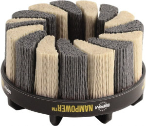 Brush Research Manufacturing 4" 80 Grit Ceramic/Silicon Carbide Tapered Disc Brush Coarse Grade, CNC Adapter Connector, 0.71" Trim Length, 7/8" Arbor Hole ADT1001880 - 93615045