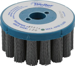 Weiler Abrasives 4" 120 Grit Silicon Carbide Crimped Disc Brush Fine Grade, Plain Hole Connector, 1-1/2" Trim Length, 7/8" Arbor Hole 85816 - 82073834