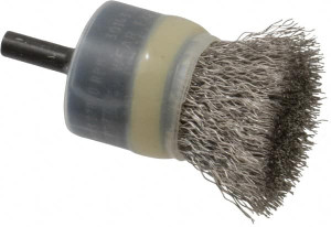 Osborn 1" Diam Stainless Steel Crimped End Brush 1" Trim Length, 1/4" Shank Diam, 20,000 Max RPM 0003072000 - 00126391