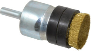 Osborn 1" Diam Brass Bridled Crimped End Brush 1" Trim Length, 1/4" Shank Diam, 7,500 Max RPM 0003072200 - 00126417