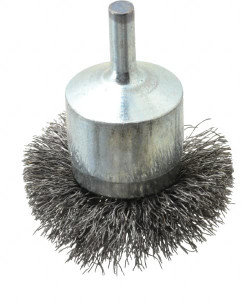 Osborn 2" Diam Steel Crimped End Brush 1/4" Shank Diam, 15,000 Max RPM 0003072600 - 00126458