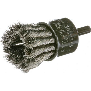 Osborn 3/4" Diam Stainless Steel Bridled Knotted End Brush 1-1/8" Trim Length, 22,000 Max RPM 0003043200 - 53496246