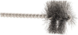 Weiler Abrasives 1-1/2" Diam Helical Steel Tube Brush 0.0104" Filament Diam, 1" Brush Length, 3-1/2" OAL, 1/4" Diam Stainless Steel Shank 21269 - 75851485