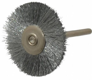 Anderson Products 1-1/4" OD, 1/8" Shank Diam, Crimped Steel Wheel Brush 0.005" Filament Diam, 25,000 RPM 23070 - 03053899
