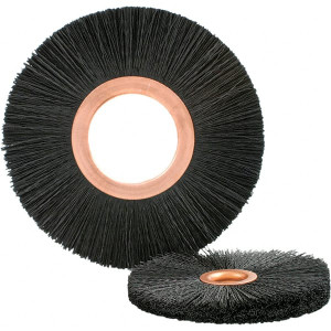 Brush Research Manufacturing 6" OD, 2" Arbor Hole, Crimped Abrasive Nylon Wheel Brush 17/32" Face Width, 1-1/2" Trim Length, 6,000 RPM NY6320AO - 97374821