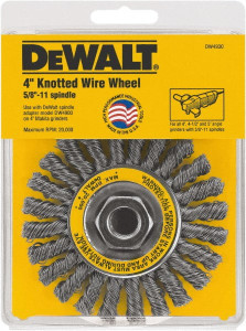 DeWALT 4" OD, 5/8" Arbor Hole, Knotted Steel Wheel Brush 4" Face Width, 1" Trim Length DW4930 - 80493836