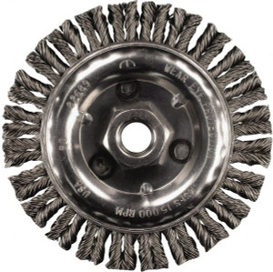 PFERD 4" OD, 5/8-11 Arbor Hole, Knotted Stainless Steel Wheel Brush 3/16" Face Width, 3/4" Trim Length, 0.02" Filament Diam, 20,000 RPM 82420 - 91831073