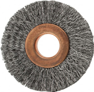 Value Collection 2" OD, 1/2" Arbor Hole, Crimped Steel Wheel Brush 5/16" Face Width, 1/2" Trim Length, 0.007" Filament Diam, 15,000 RPM S00651695 - 00651695