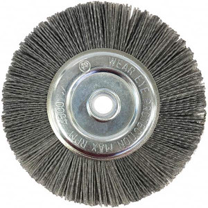 Value Collection 5" OD, 5/8" Shank Diam, 5/8" Arbor Hole, Crimped Nylon Wheel Brush 5/16" Face Width, 5/16" Trim Length, 3,750 RPM 3512516590 - 82410358