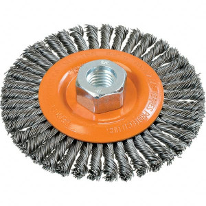 Walter Surface Technologies 4-1/2" OD, 5/8-11 Arbor Hole, Stringer Bead Steel Wheel Brush 3/16" Face Width, 0.02" Filament Diam, 15,000 RPM 13K454 - 57858623