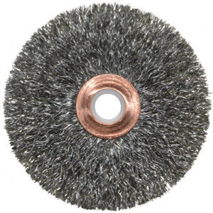 Weiler Abrasives 3" OD, 1/2" Arbor Hole, Crimped Steel Wheel Brush 5/8" Face Width, 1" Trim Length, 0.0118" Filament Diam, 20,000 RPM 93663 - 03598158 Weiler Abrasives 3" OD, 1/2" Arbor Hole, Crimped Steel Wheel Brush 5/8" Face Width, 1" Trim Length, 0.0118" Filament Diam, 20,000 RPM 93663 - 03598158
