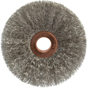 Weiler Abrasives 3" OD, 1/2" Arbor Hole, Crimped Stainless Steel Wheel Brush 5/8" Face Width, 1" Trim Length, 0.006" Filament Diam, 20,000 RPM 93665 - 03598174