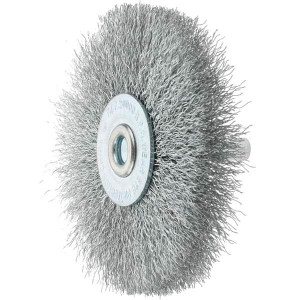 Weiler Abrasives 3" OD, 1/4" Shank Diam, Crimped Steel Wheel Brush 3/8" Face Width, 1/2" Trim Length, 0.008" Filament Diam, 20,000 RPM 90374 - 64713100