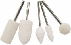Value Collection 5 Piece, 3/32" Shank Diam, Wool Felt Bob Set Medium Density, Includes Ball, Cone, Cylinder, Flame, Olive & Oval Bobs 516094 - 91088419