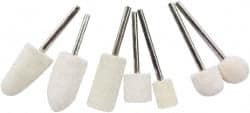 Value Collection 7 Piece, 1/8" Shank Diam, Wool Felt Bob Set Medium Density, Includes Ball, Cone, Cylinder, Flame, Olive & Oval Bobs 516096 - 91088443