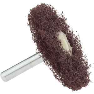 Merit Abrasives 2" Diam, Medium Mounted Scrubber Buffing Wheel 1 Ply, Medium Grade, 1/4" Shank Diam, 12,000 RPM 66254420825 - 84525492