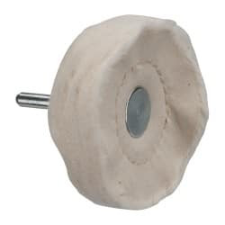 Made in USA 3" Diam x 3/4" Thick, Loose Sewn Mounted Buffing Wheel 50 Ply, 1/4" Shank Diam 515-7331 - 77750289