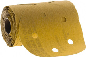 Norton 5" Diam, 240 Grit Aluminum Oxide Adhesive PSA Disc Very Fine Grade, Gold, C Weighted Backing, Flexible 66261130259 - 06946446