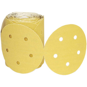 Norton 5" Diam, 320 Grit Aluminum Oxide Adhesive PSA Disc Very Fine Grade, Gold, C Weighted Backing, Flexible 66261130258 - 06946461