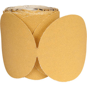 Norton 5" Diam, 240 Grit Aluminum Oxide Adhesive PSA Disc Very Fine Grade, Gold, C Weighted Backing, Flexible 66261149824 - 97740971