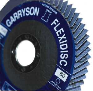 Garryson 4-1/2" 36 Grit 7/8" Center Hole Zirconia Alumina Flap Disc Very Coarse Grade, Coated, Arbor Attachment, Fiberglass Backing, 13,300 RPM G40750 - 37278413 Garryson 4-1/2" 36 Grit 7/8" Center Hole Zirconia Alumina Flap Disc Very Coarse Grade, Coated, Arbor Attachment, Fiberglass Backing, 13,300 RPM G40750 - 37278413