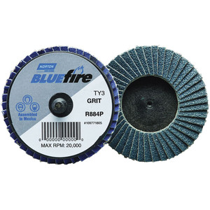 Norton 2" 80 Grit Type 27 Zirconia Alumina Flap Disc Medium Grade, Coated, Quick Change Type R Attachment, Fiberglass Backing, 30,000 RPM 77696090168 - 68540863