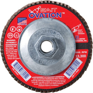 United Abrasives-SAIT 4-1/2" 40 Grit 5/8-11 Center Hole Type 27 Zirconia Alumina Flap Disc Coarse Grade, Coated, Arbor Attachment, Fiberglass Backing, 13,300 RPM 78106 - 81233876