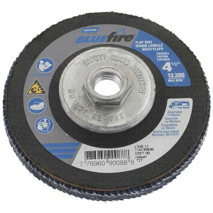 Value Collection 4-1/2" 80 Grit 5/8-11 Center Hole Type 27 Zirconia Alumina Flap Disc Medium Grade, Coated, Fiberglass Backing, 13,000 RPM BD-N03529 - 43576362