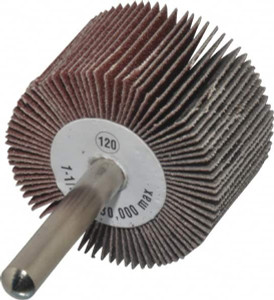 CGW Abrasives 1-1/2" Diam x 1" Face Width, Fine Aluminum Oxide Coated Mounted Flap Wheel 1/4" Shank Mount, 120 Grit, 30,000 Max RPM 39923 - 01823731
