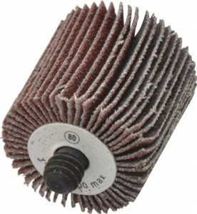 CGW Abrasives 1" Diam x 1" Face Width, Medium Aluminum Oxide Coated Mounted Flap Wheel 1/4-20 Threaded Mount, 80 Grit, 30,000 Max RPM 39966 - 01824135